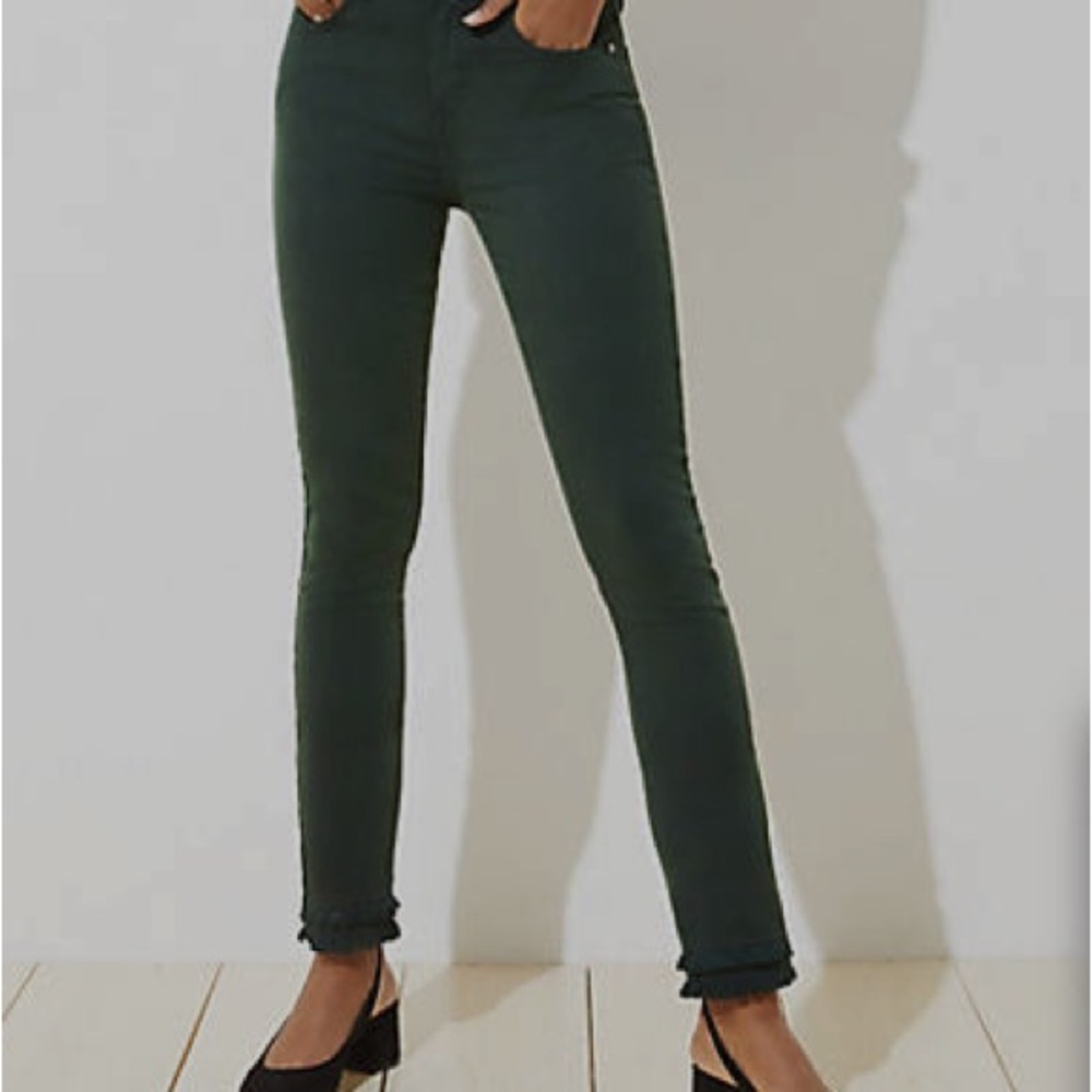 LOFT Maternity Green Skinny Pants with Double Frayed Hem